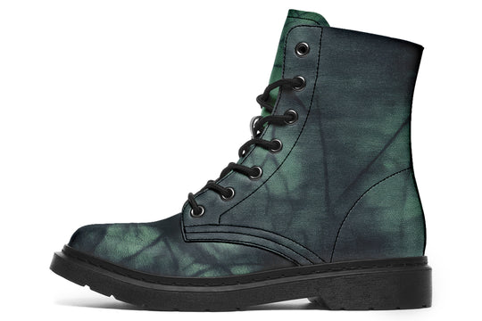 Emerald Fog Boots - Vegan Leather Doc-Style Boots with Durable Stitched on Soles