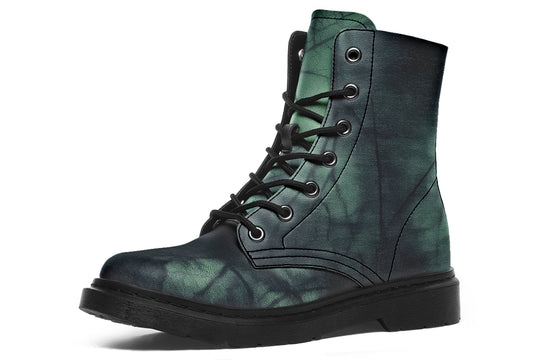 Emerald Fog Boots - Vegan Leather Doc-Style Boots with Durable Stitched on Soles