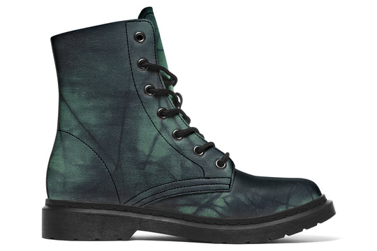 Emerald Fog Boots - Vegan Leather Doc-Style Boots with Durable Stitched on Soles