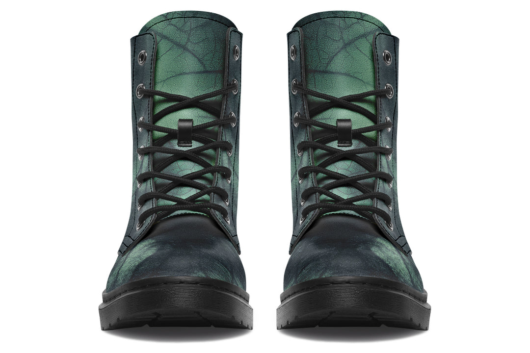 Emerald Fog Boots - Vegan Leather Doc-Style Boots with Durable Stitched on Soles