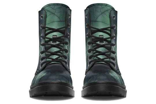 Emerald Fog Boots - Vegan Leather Doc-Style Boots with Durable Stitched on Soles