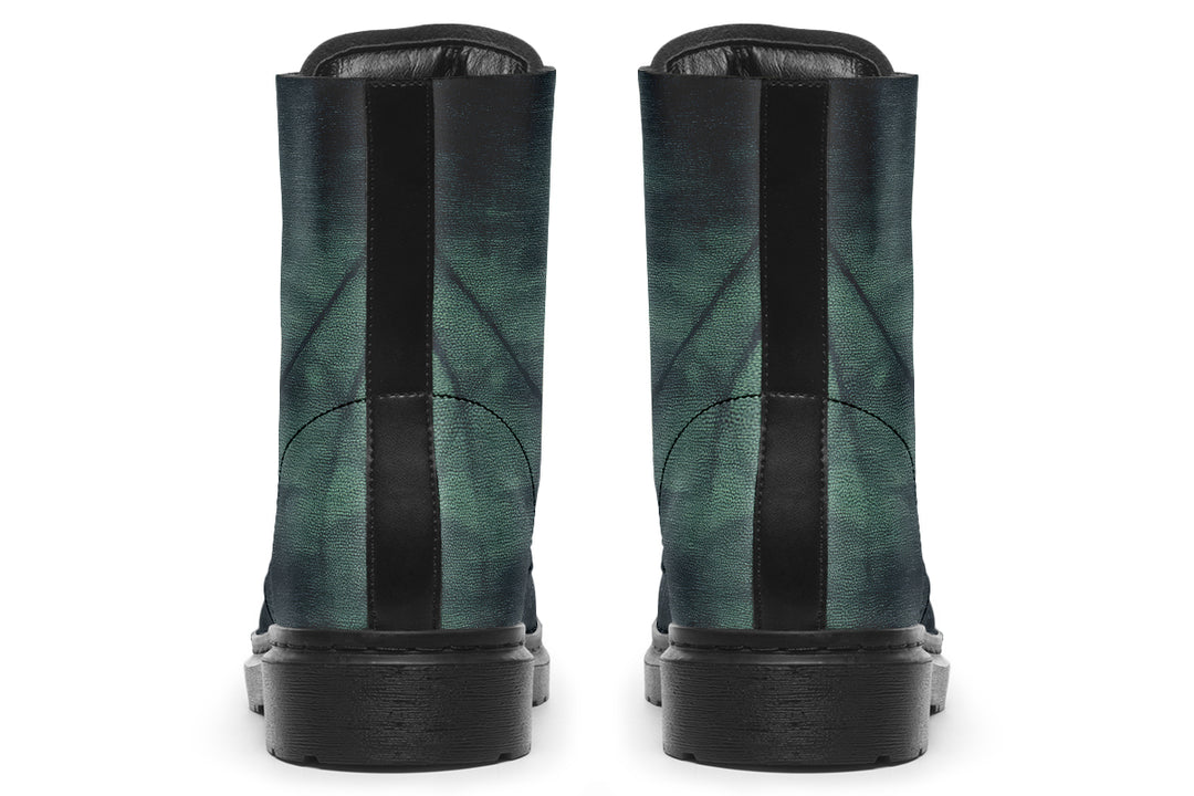 Emerald Fog Boots - Vegan Leather Doc-Style Boots with Durable Stitched on Soles