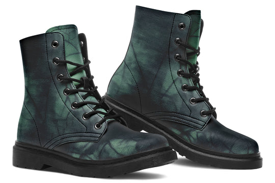 Emerald Fog Boots - Vegan Leather Doc-Style Boots with Durable Stitched on Soles