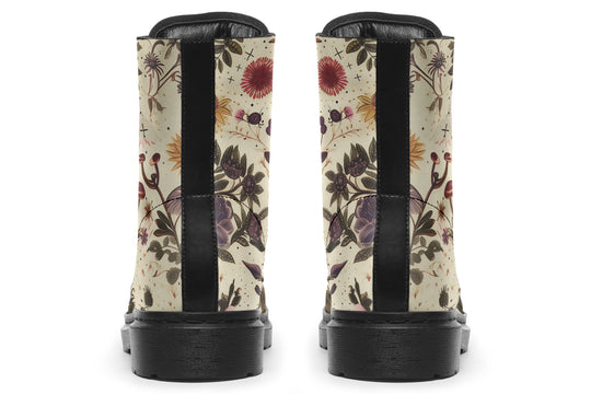 Enchanted Blossoms Boots - Vegan Leather Doc-Style Boots with Durable Stitched on Soles