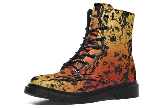 Fire Torment Boots - Vegan Leather Doc-Style Boots with Durable Stitched on Soles