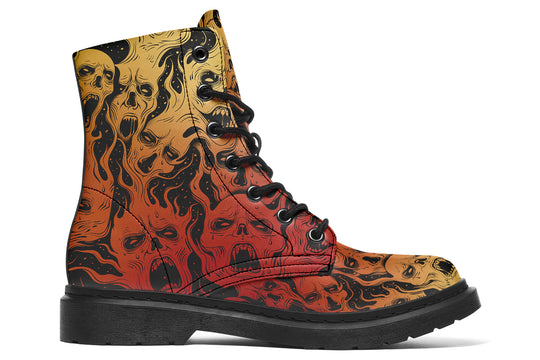 Fire Torment Boots - Vegan Leather Doc-Style Boots with Durable Stitched on Soles