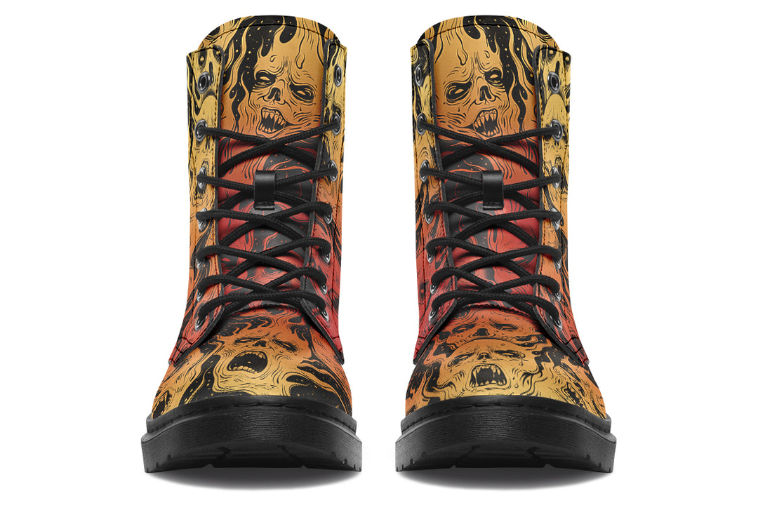 Fire Torment Boots - Vegan Leather Doc-Style Boots with Durable Stitched on Soles