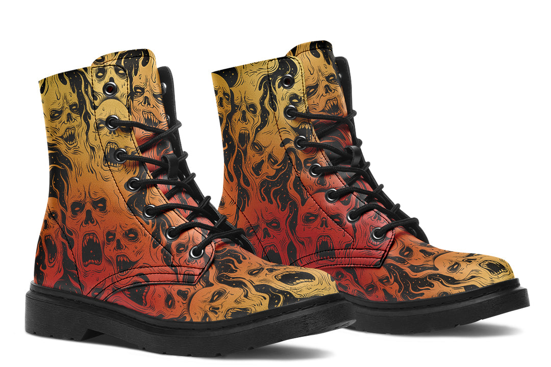 Fire Torment Boots - Vegan Leather Doc-Style Boots with Durable Stitched on Soles