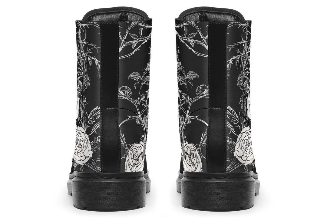 Fragile Rose Boots - Vegan Leather Doc-Style Boots with Durable Stitched on Soles