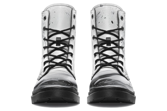 Frosted Marble Boots - Vegan Leather Doc-Style Boots with Durable Stitched on Soles