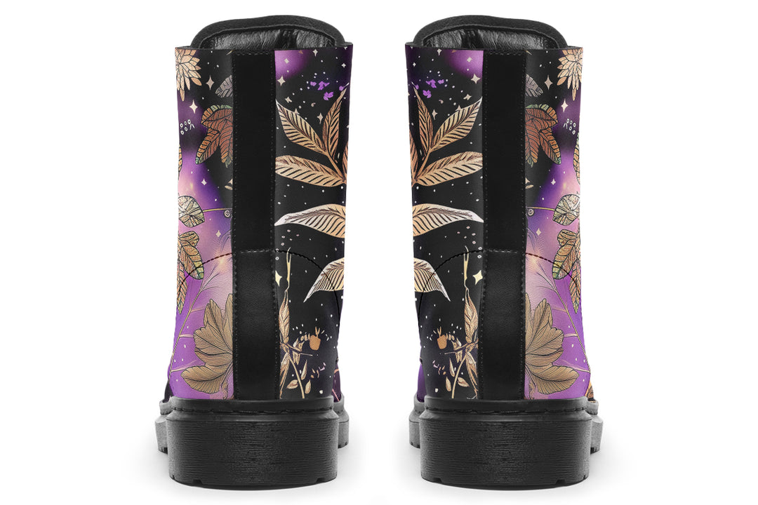 Galactic Bloom Boots - Vegan Leather Doc-Style Boots with Durable Stitched on Soles