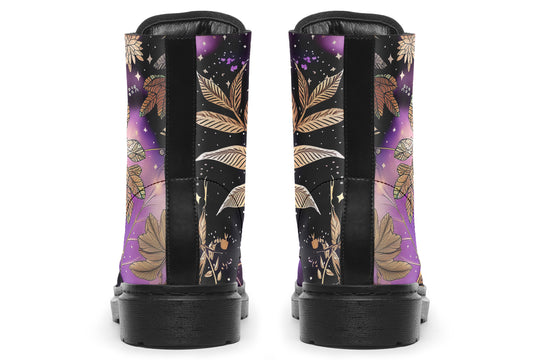 Galactic Bloom Boots - Vegan Leather Doc-Style Boots with Durable Stitched on Soles