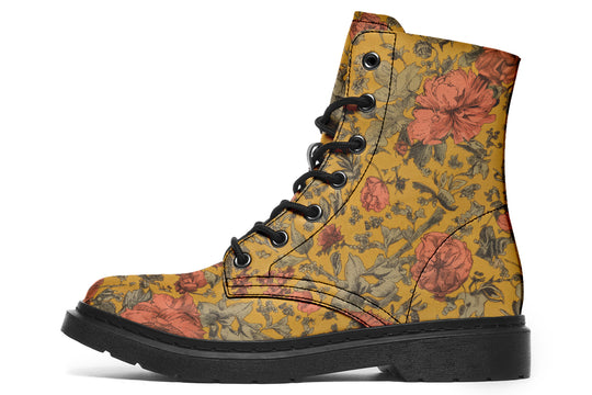 Gold Vintage Peonies Boots