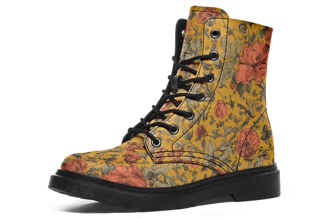 Gold Vintage Peonies Boots