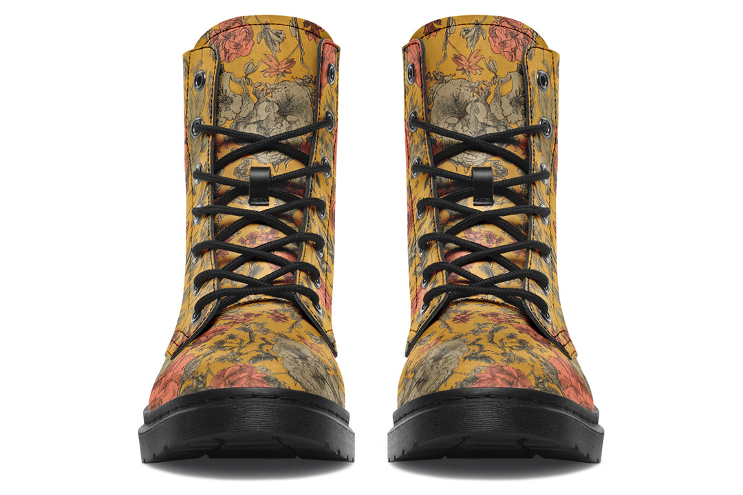 Gold Vintage Peonies Boots
