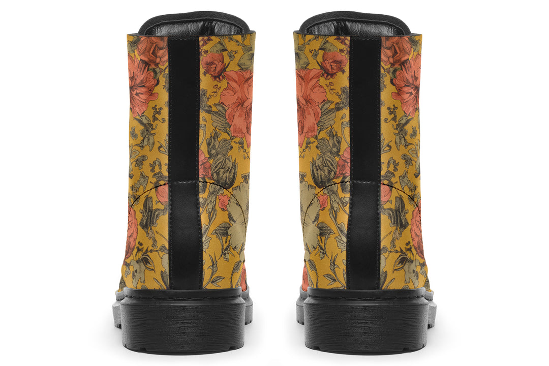 Gold Vintage Peonies Boots