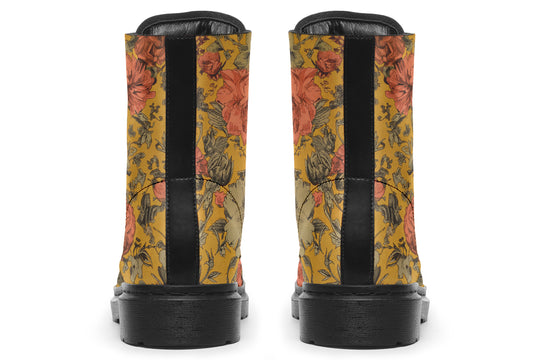 Gold Vintage Peonies Boots