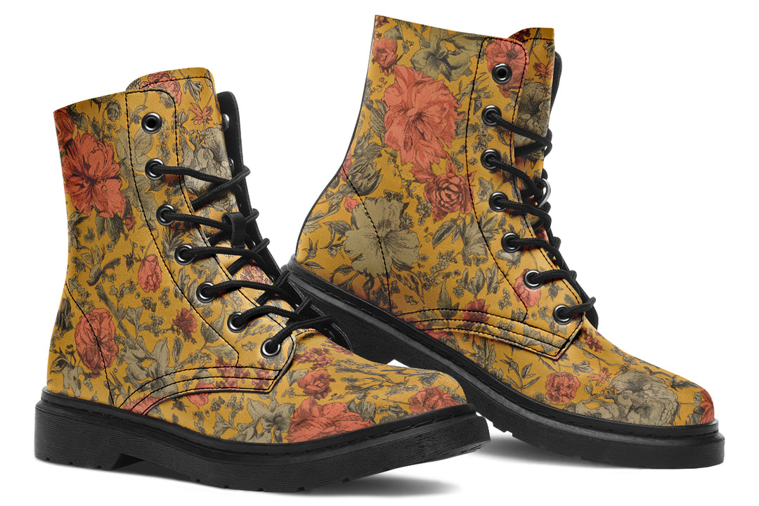 Gold Vintage Peonies Boots