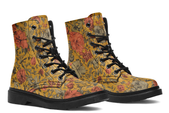 Gold Vintage Peonies Boots