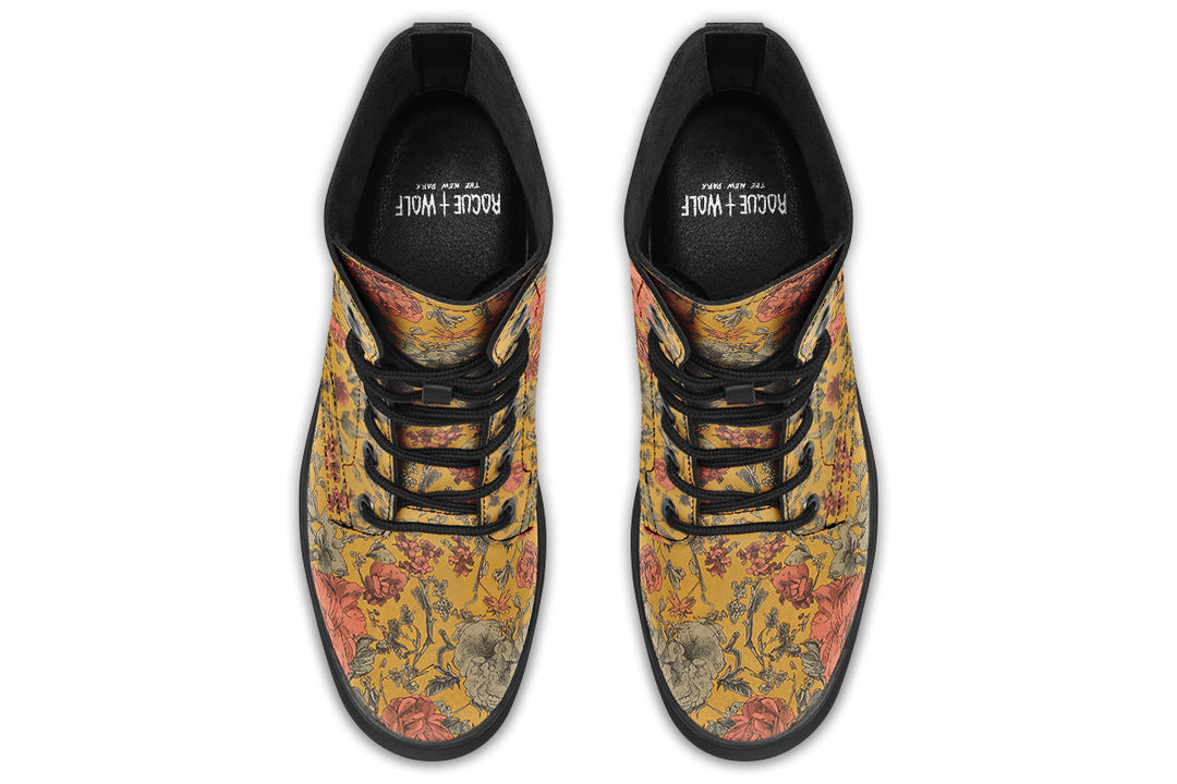 Gold Vintage Peonies Boots