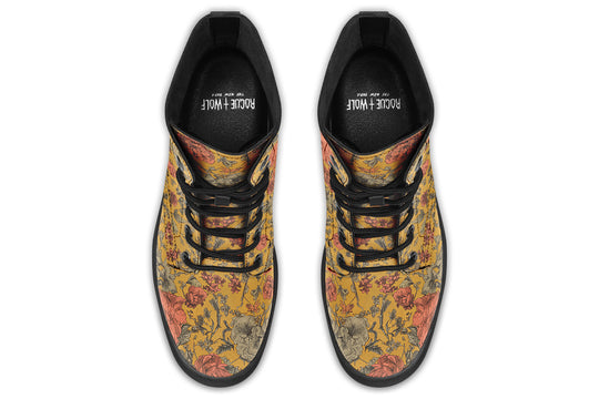Gold Vintage Peonies Boots