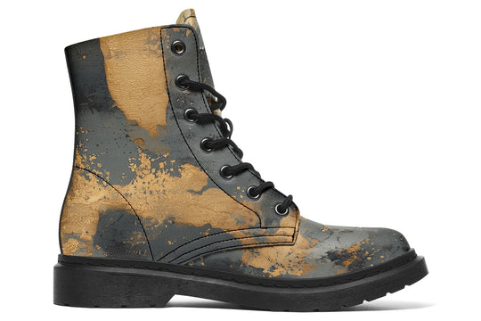 Golden Ochre Boots - Vegan Leather Doc-Style Boots with Durable Stitched on Soles