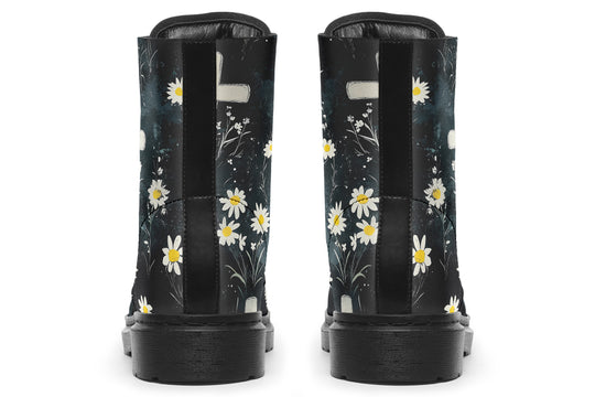 Graveyard Bloom Boots - Vegan Leather Doc-Style Boots with Durable Stitched on Soles