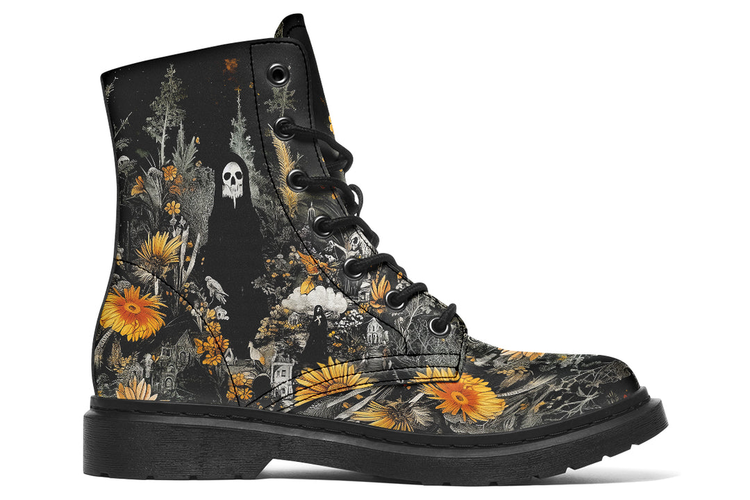 Grim’s Harvest Boots - Vegan Leather Doc-Style Boots with Durable Stitched on Soles