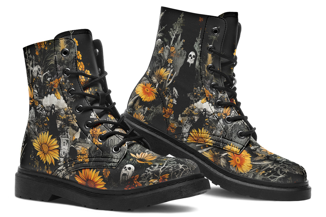 Grim’s Harvest Boots - Vegan Leather Doc-Style Boots with Durable Stitched on Soles