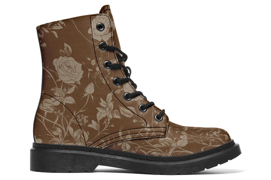 Hazel Rose Romance Boots - Vegan Leather Doc-Style Boots with Durable Stitched on Soles