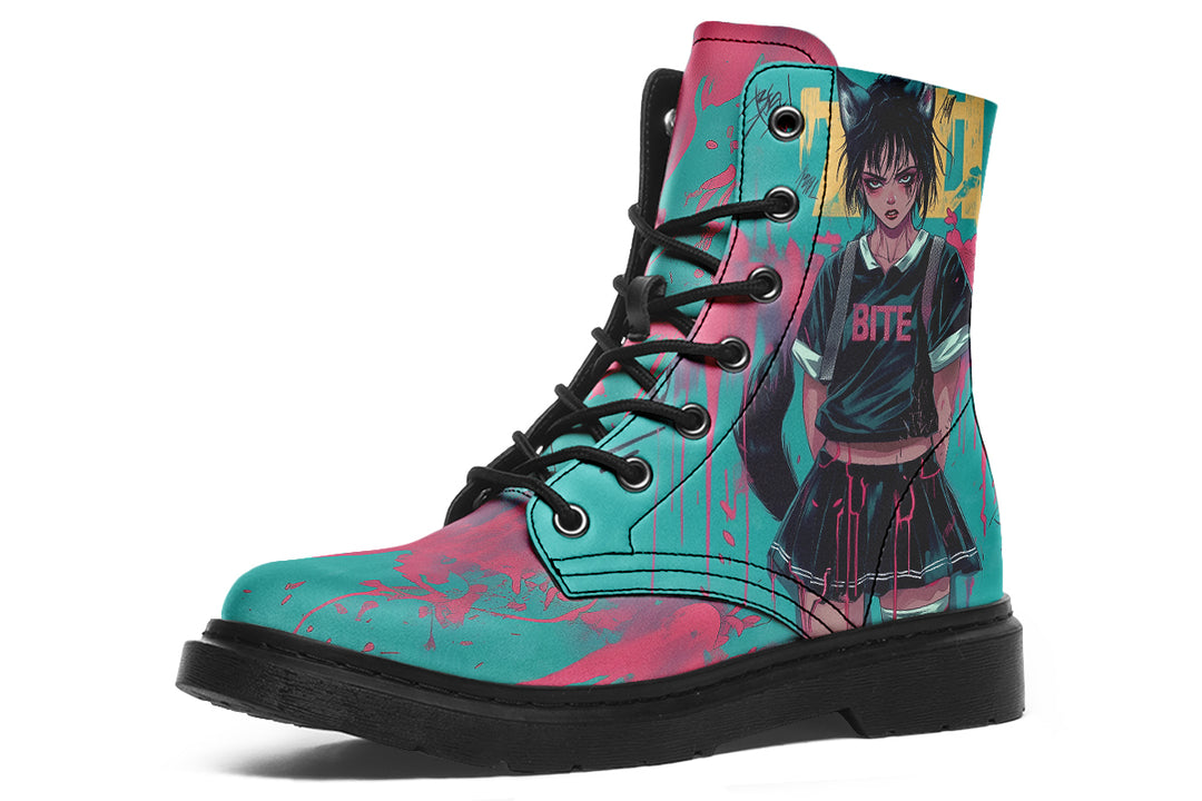 I Bite Boots - Vegan Leather Doc-Style Boots with Durable Stitched on Soles