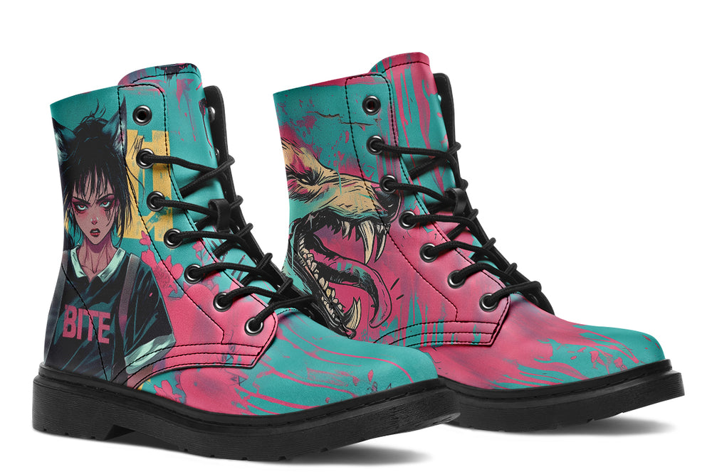 I Bite Boots - Vegan Leather Doc-Style Boots with Durable Stitched on Soles