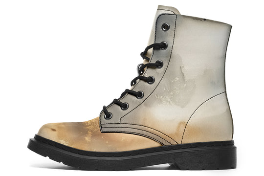 Ivory Dune Boots - Vegan Leather Doc-Style Boots with Durable Stitched on Soles