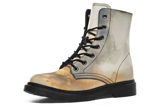 Ivory Dune Boots - Vegan Leather Doc-Style Boots with Durable Stitched on Soles