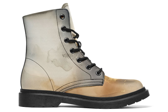 Ivory Dune Boots - Vegan Leather Doc-Style Boots with Durable Stitched on Soles