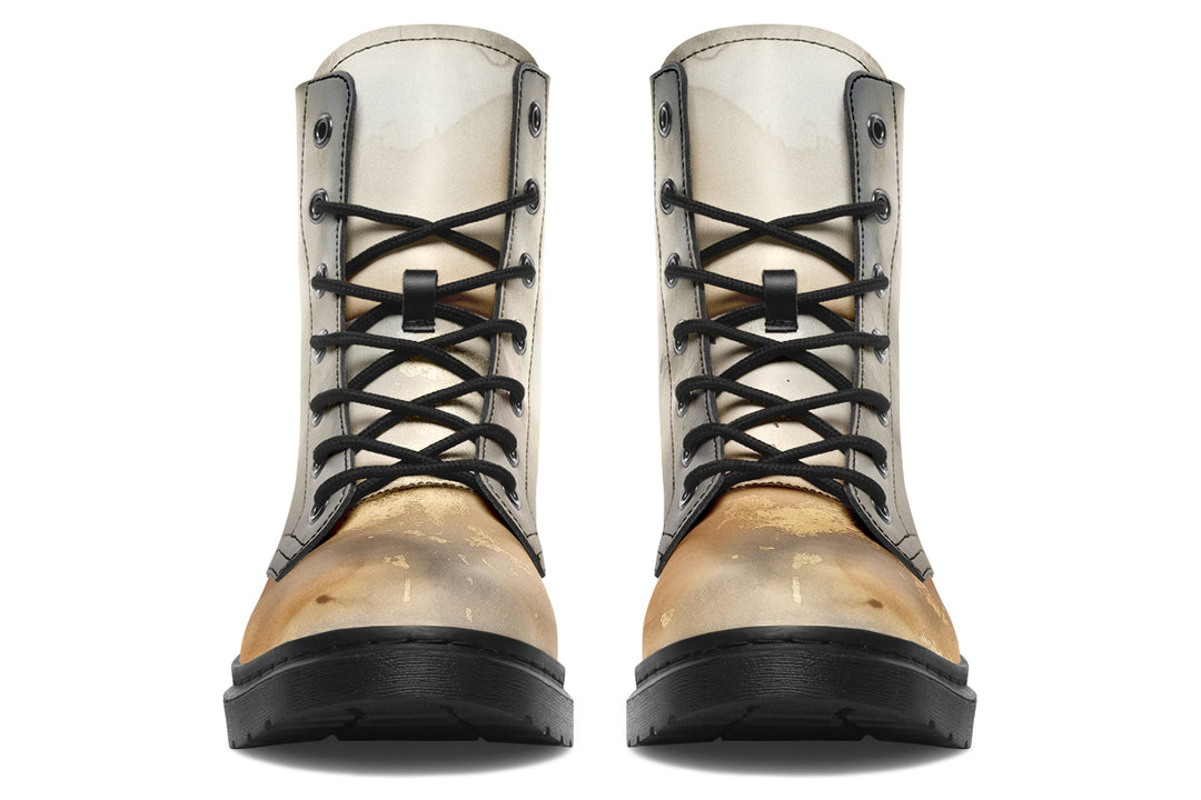 Ivory Dune Boots - Vegan Leather Doc-Style Boots with Durable Stitched on Soles