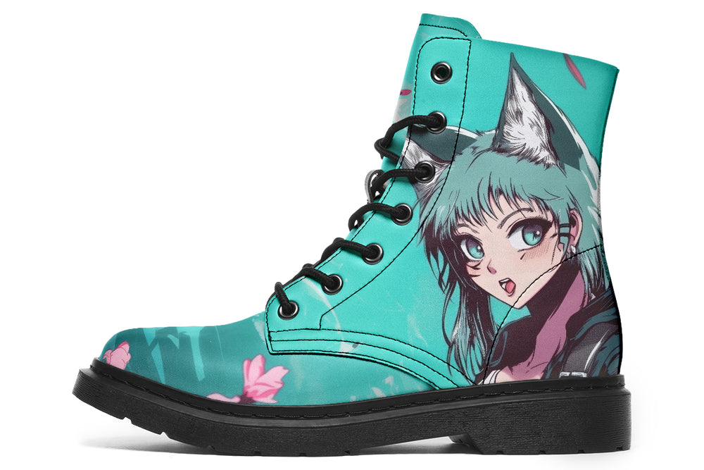 Kitsune Da Boots - Vegan Leather Doc-Style Boots with Durable Stitched on Soles
