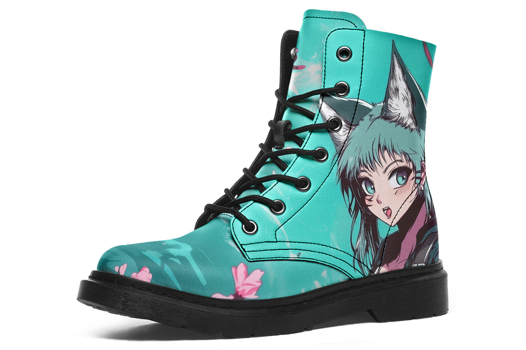 Kitsune Da Boots - Vegan Leather Doc-Style Boots with Durable Stitched on Soles