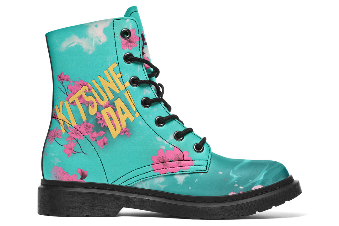Kitsune Da Boots - Vegan Leather Doc-Style Boots with Durable Stitched on Soles