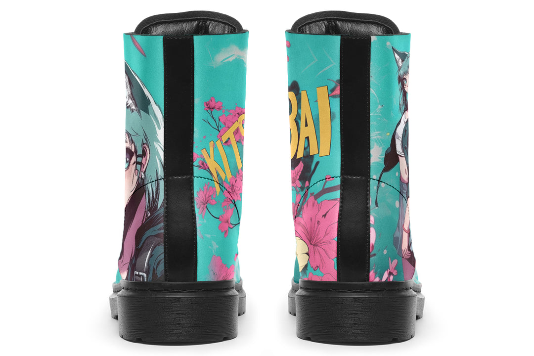 Kitsune Da Boots - Vegan Leather Doc-Style Boots with Durable Stitched on Soles