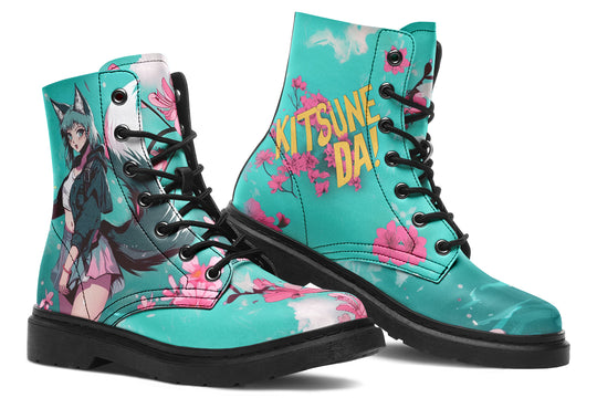 Kitsune Da Boots - Vegan Leather Doc-Style Boots with Durable Stitched on Soles