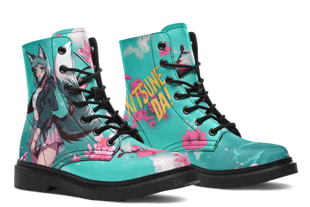 Kitsune Da Boots - Vegan Leather Doc-Style Boots with Durable Stitched on Soles