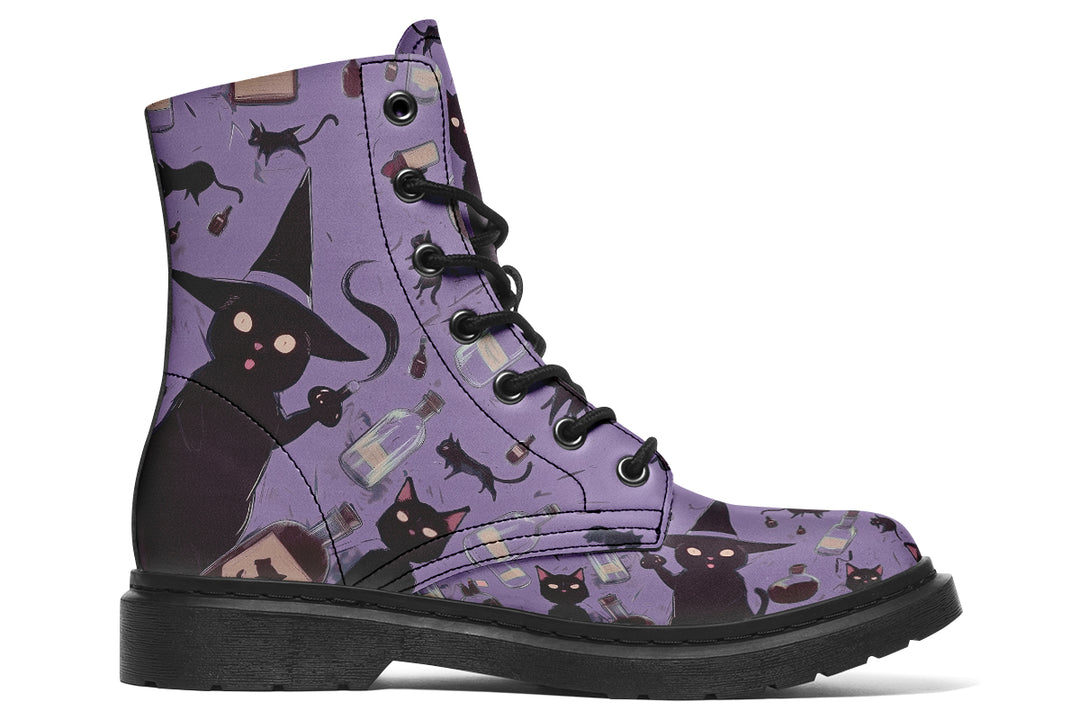 Lavender Cataclysm Boots - Vegan Leather Doc-Style Boots with Durable Stitched on Soles