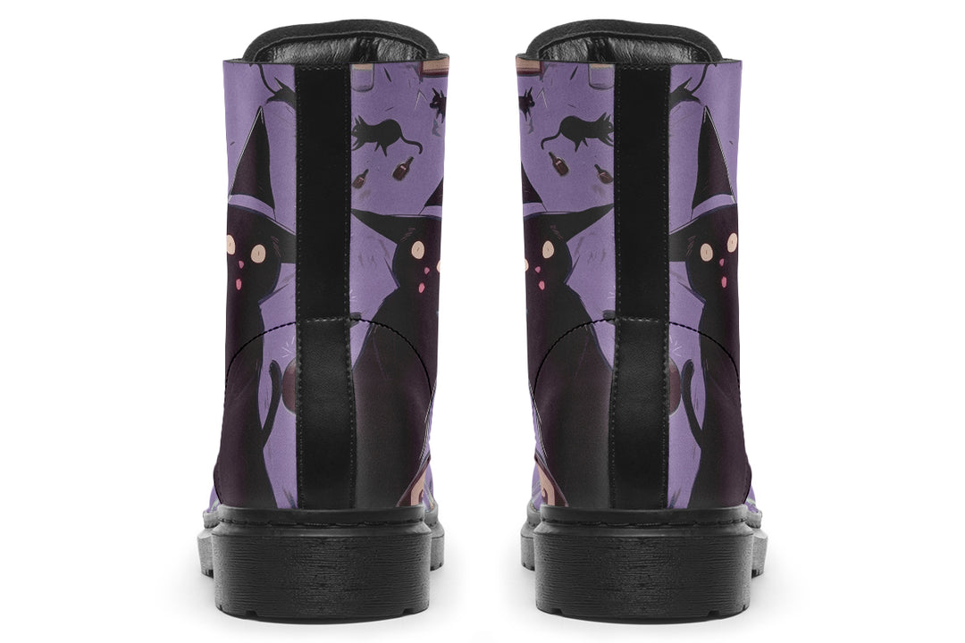Lavender Cataclysm Boots - Vegan Leather Doc-Style Boots with Durable Stitched on Soles