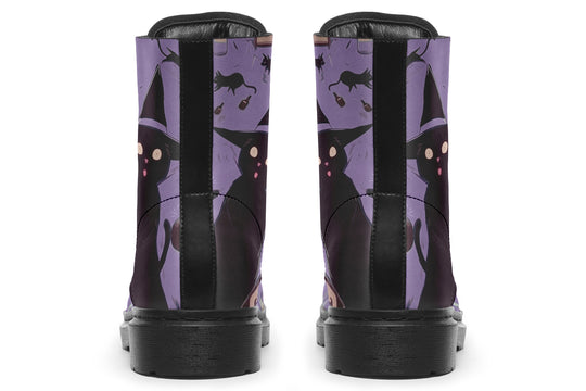 Lavender Cataclysm Boots - Vegan Leather Doc-Style Boots with Durable Stitched on Soles