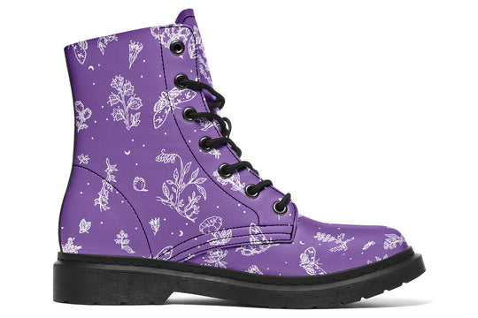 Lavender Nightshade Boots - Vegan Leather Doc-Style Boots with Durable Stitched on Soles