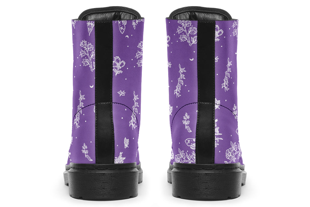 Lavender Nightshade Boots - Vegan Leather Doc-Style Boots with Durable Stitched on Soles