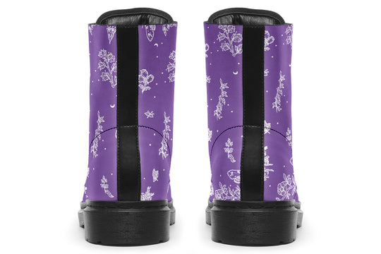 Lavender Nightshade Boots - Vegan Leather Doc-Style Boots with Durable Stitched on Soles