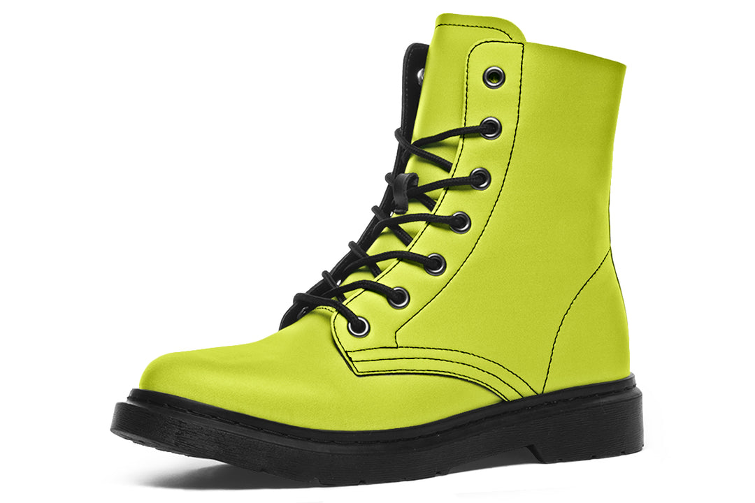 Lime Punch Boots - Vegan Leather Doc-Style Boots with Durable Stitched on Soles