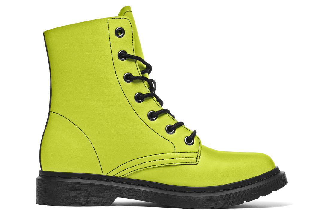 Lime Punch Boots - Vegan Leather Doc-Style Boots with Durable Stitched on Soles